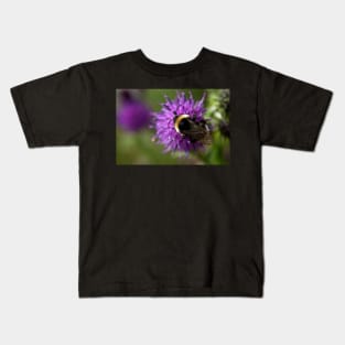 Bumble Bee on a thistle macro Kids T-Shirt